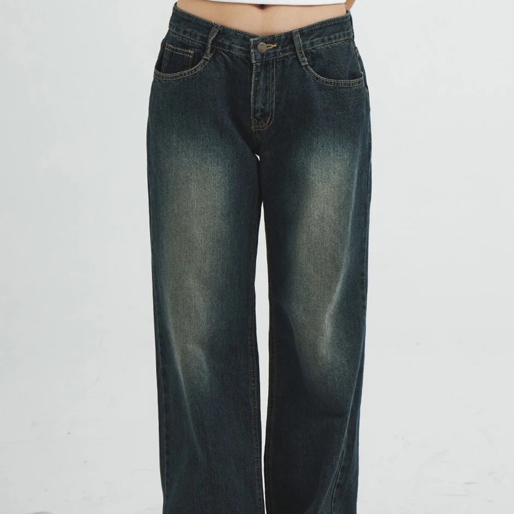 Lewkin Low Rise Washed Blue Grey Denim Jeans